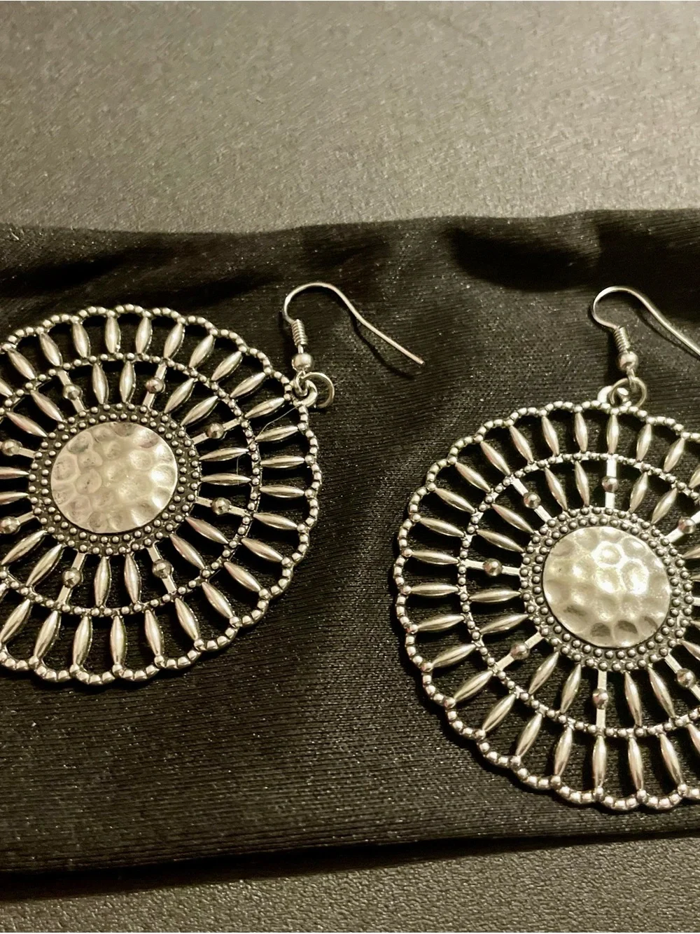 Silver METAL Filigree Circle Drop Earrings - Women Accessories